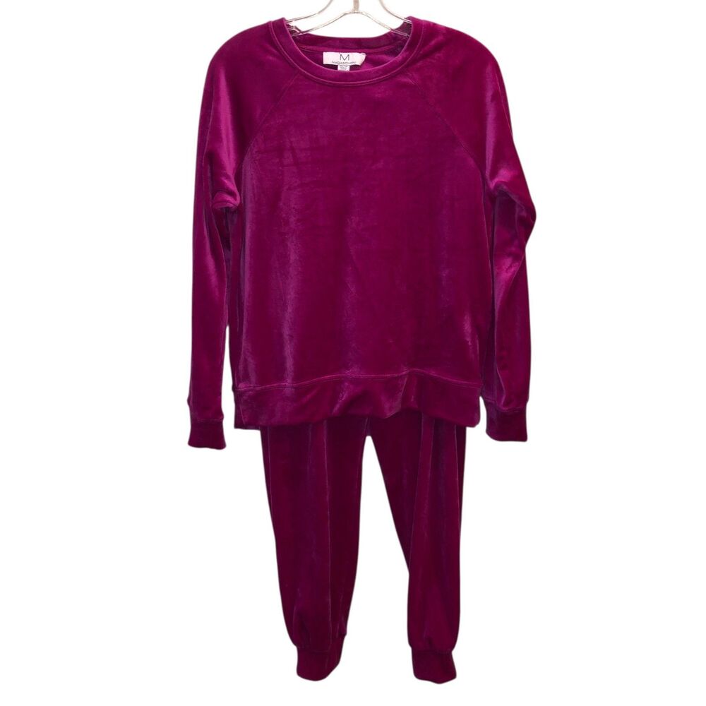 Magaschoni Womens Fuchsia Velour 2 PC Tracksuit Shirt Size XS Pants Sz S